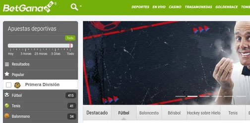 Tablero deportivo de BetGana en Perú